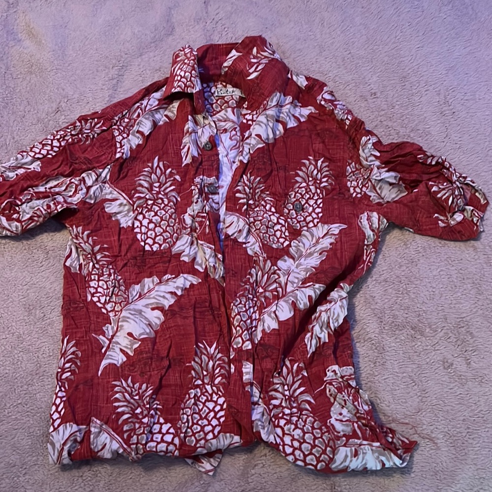 Batik Bay Red Hawaiian Button Down